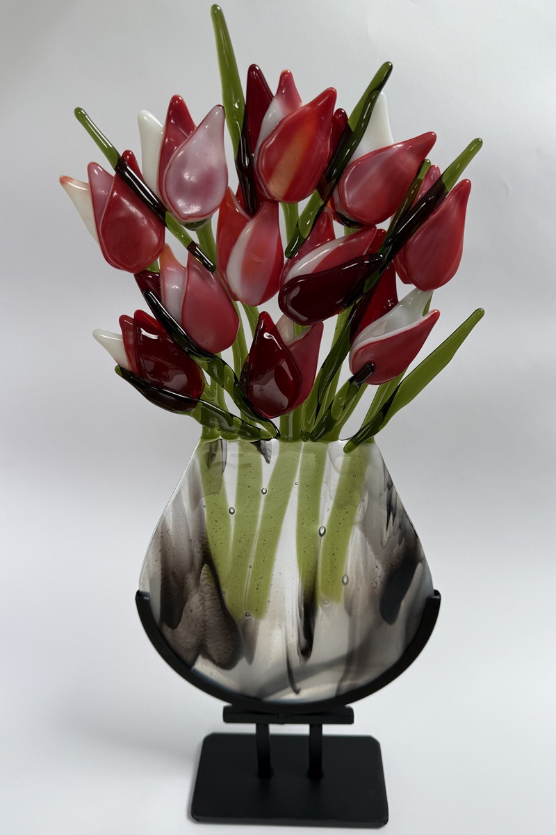 Tulpenvaas rood compact - Glasvaardig