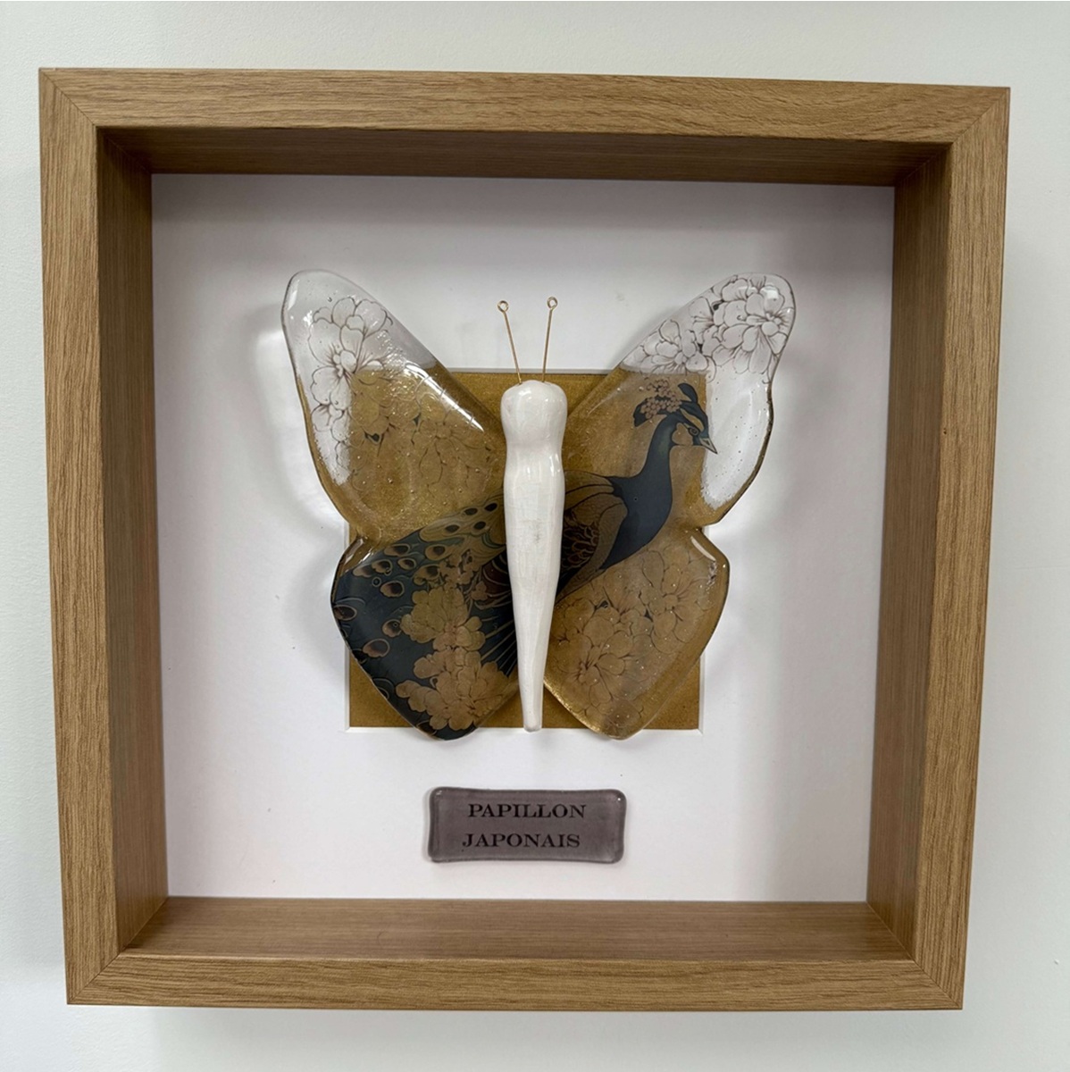 Vlinder glas en keramiek met japanse print - Glasvaardig