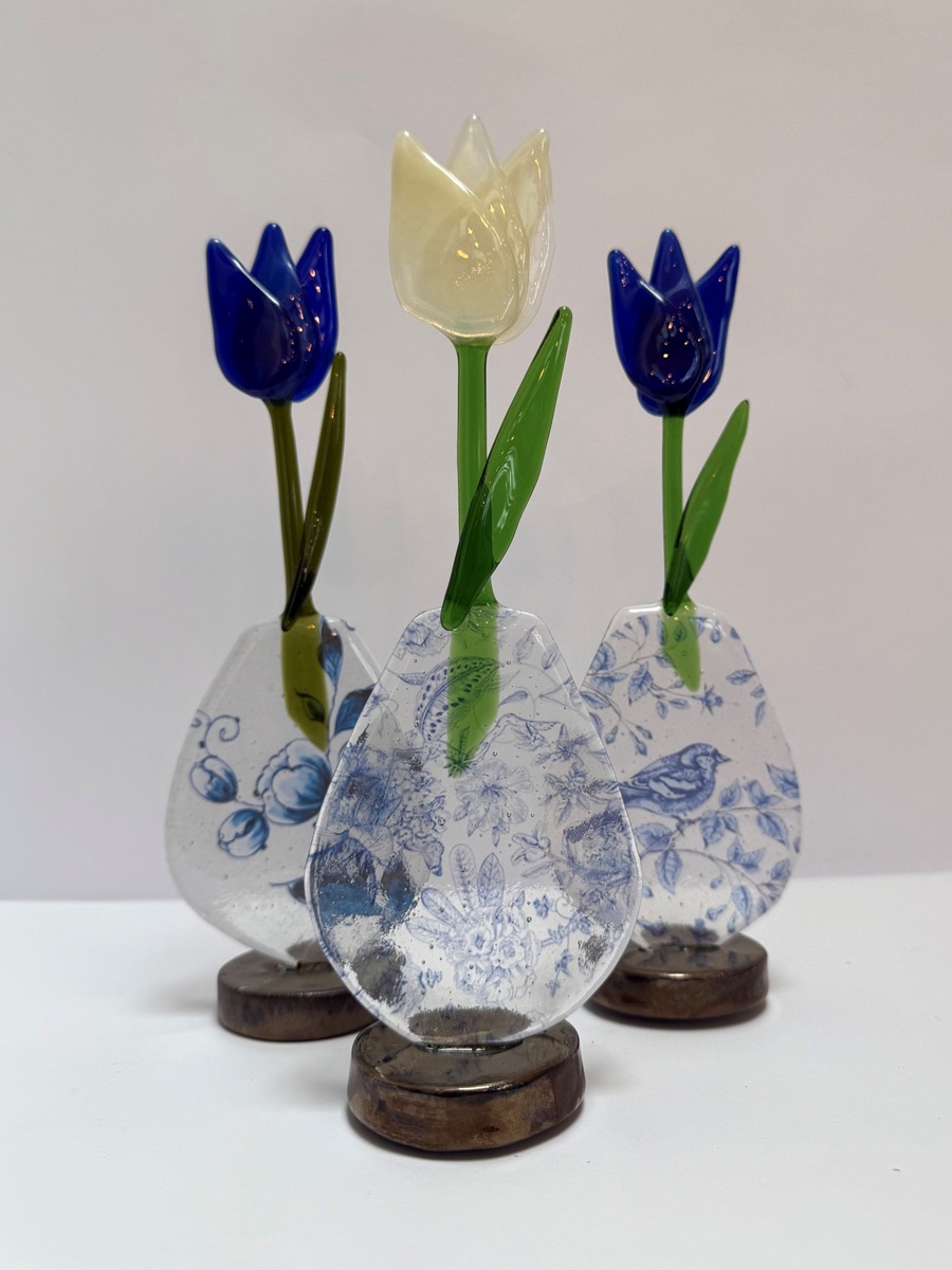 Tulpjes delfts blauw - Glasvaardig